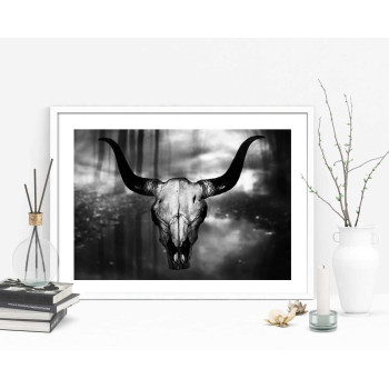 Hovering Bulls Skull in the Woods - Dark Poster
