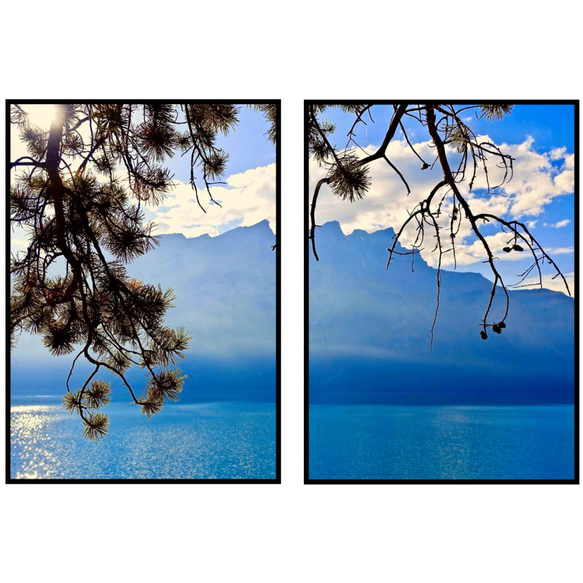 Tavla med exotisk havsutsikt & palmträd