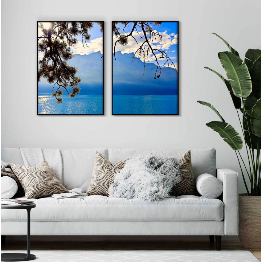 Tavla med exotisk havsutsikt & palmträd