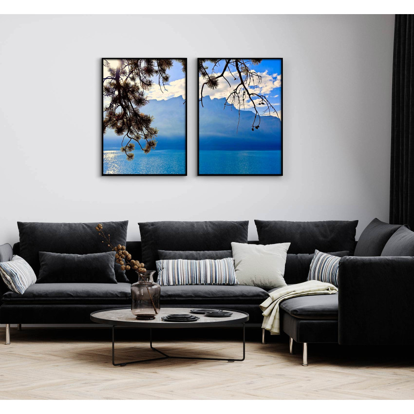 Tavla med exotisk havsutsikt & palmträd