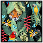 Colorful tiger & butterflies square poster