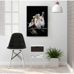 Poster with pink white flamingos