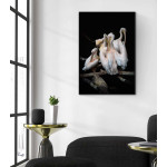 Poster with pink white flamingos