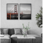 Golden Gate bron - Tvådelad svartvit tavla med färg