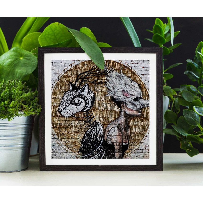 Modern konst på tegel - Kvadratisk affisch