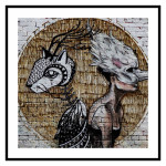 Modern konst på tegel - Kvadratisk affisch