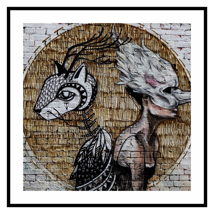 Modern konst på tegel - Kvadratisk affisch