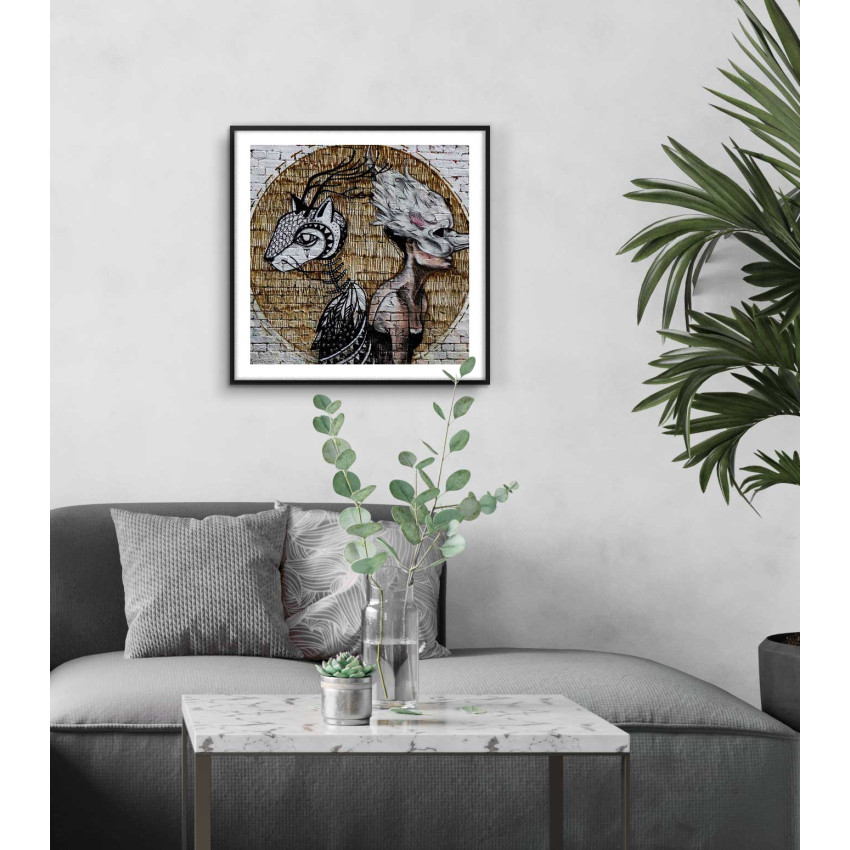 Modern konst på tegel - Kvadratisk affisch