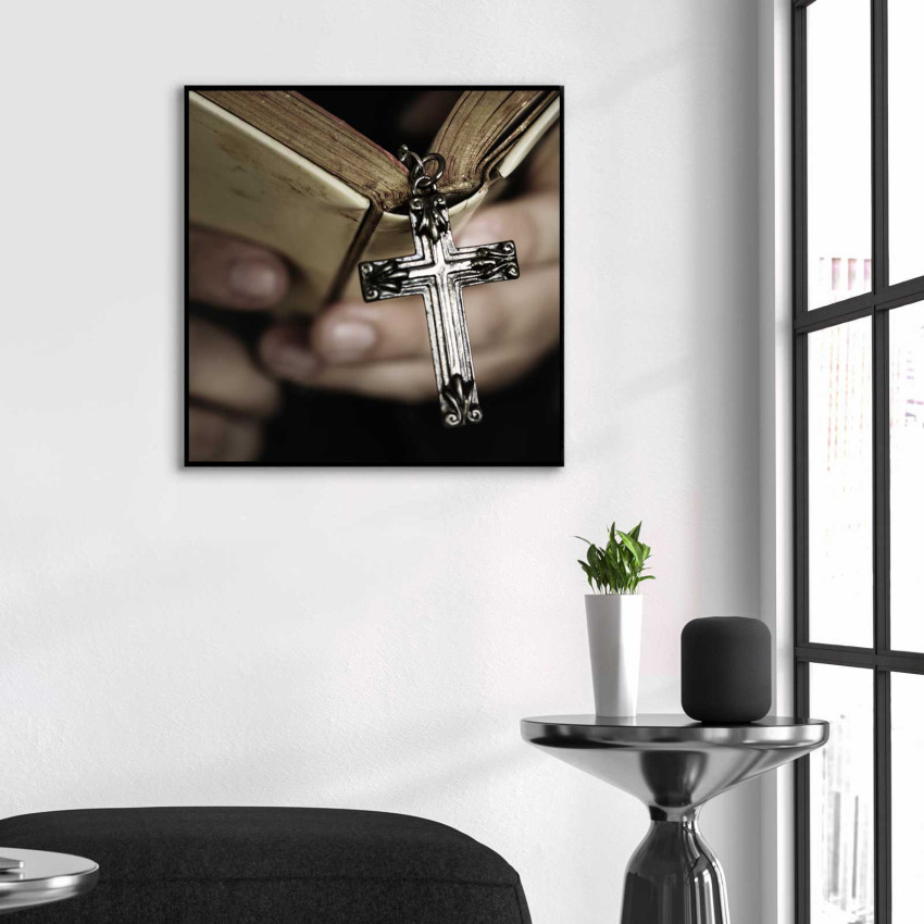 Bok & kristet kors - Kvadratisk brun affisch