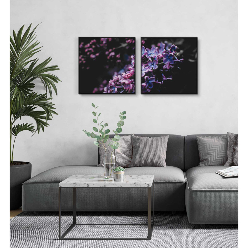 Lila blommor - Perfect pair kvadratiska tavlor