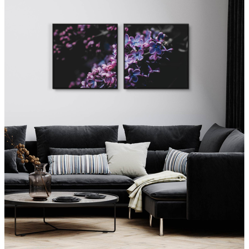 Lila blommor - Perfect pair kvadratiska tavlor