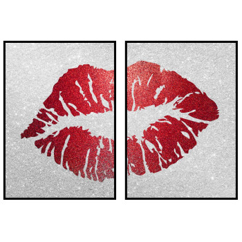 Glitter kyss l&auml;ppar - Tv&aring;delad tavla