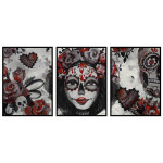Suger Skull - Black and White Red Three Piece Poster