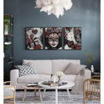 Suger Skull - Black and White Red Three Piece Poster