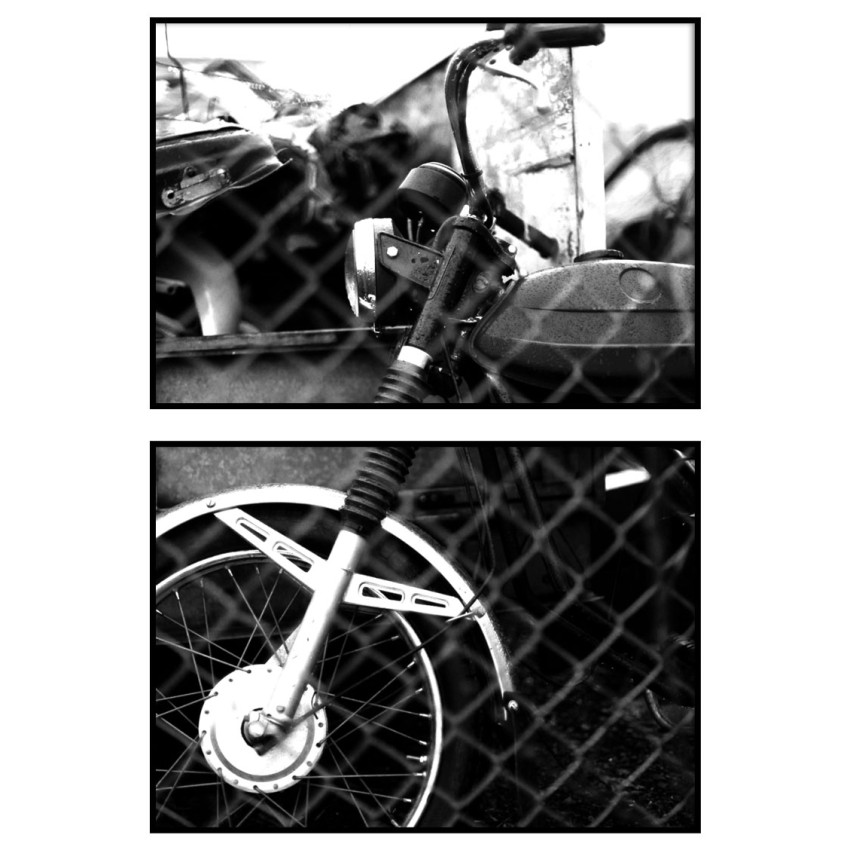 Moped in the junkyard - Two piece poster