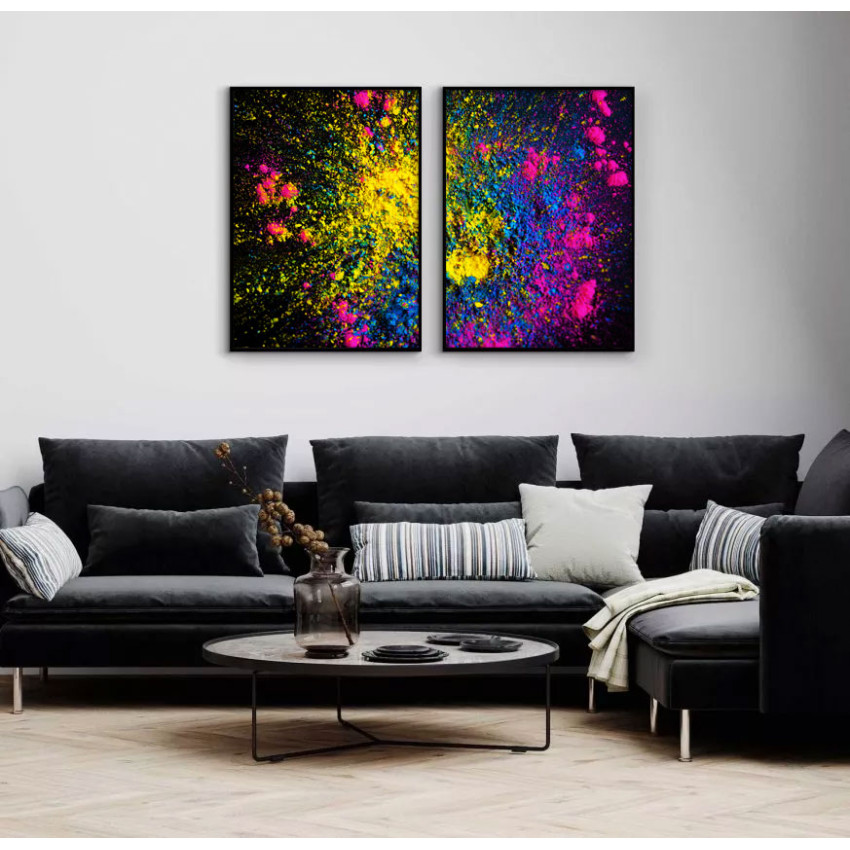 Abstract paint - Colorful poster set in two pieces