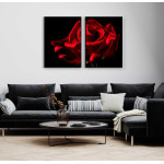 Red Rose and Black Background - Poster in Two Pieces
