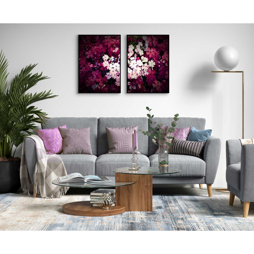 Rosa vackra blommor - Posterset i två delar