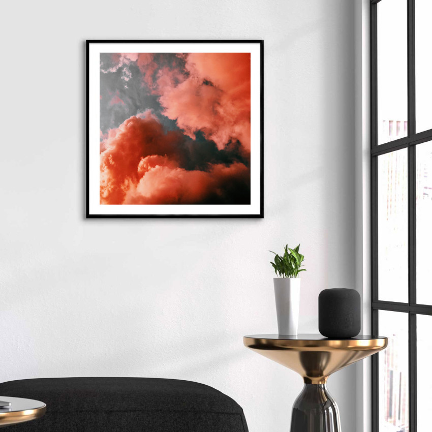 Rosa moln - Fyrkantig tavla