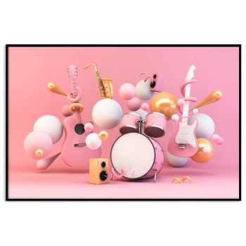 Rosa musikinstrument - Musik tavla