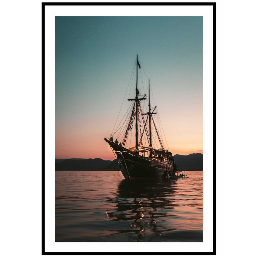 Sailing in the sunset - Simple poster