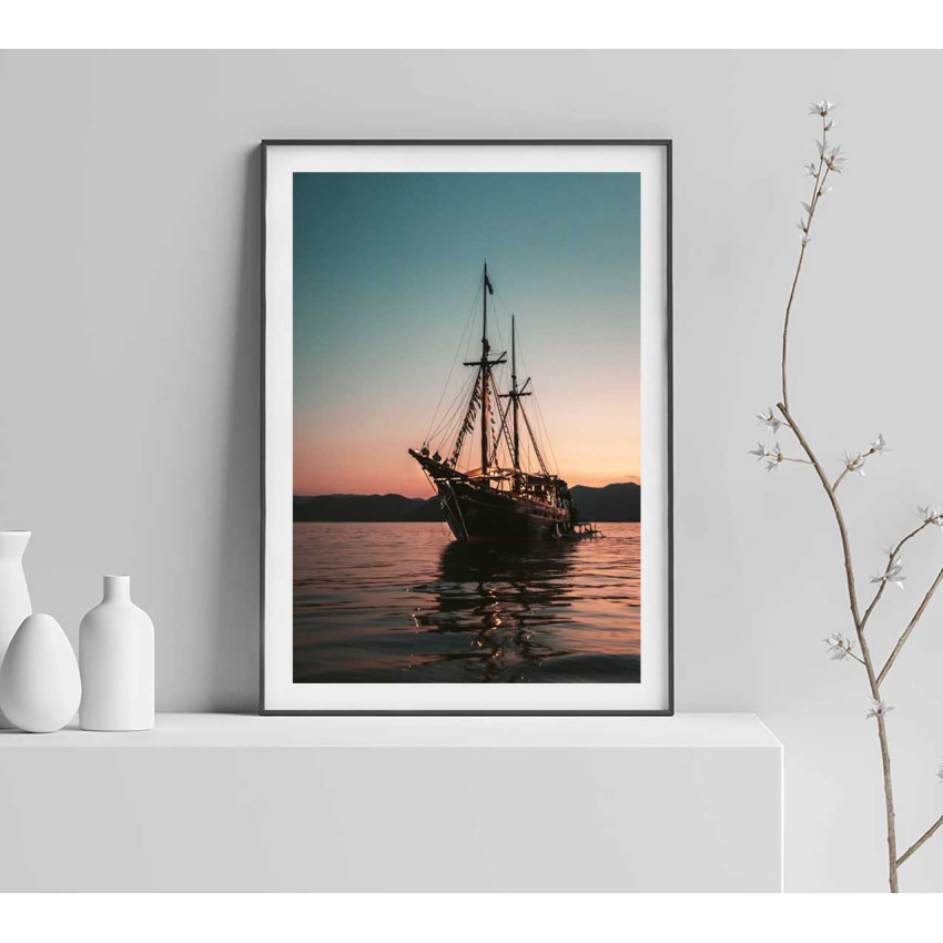 Sailing in the sunset - Simple poster