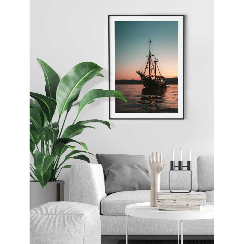 Sailing in the sunset - Simple poster