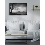 Seaport and Tree - Black and White Poster