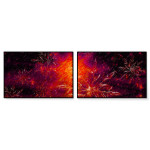 Abstrakt r&ouml;d konst - Poster i tv&aring; delar