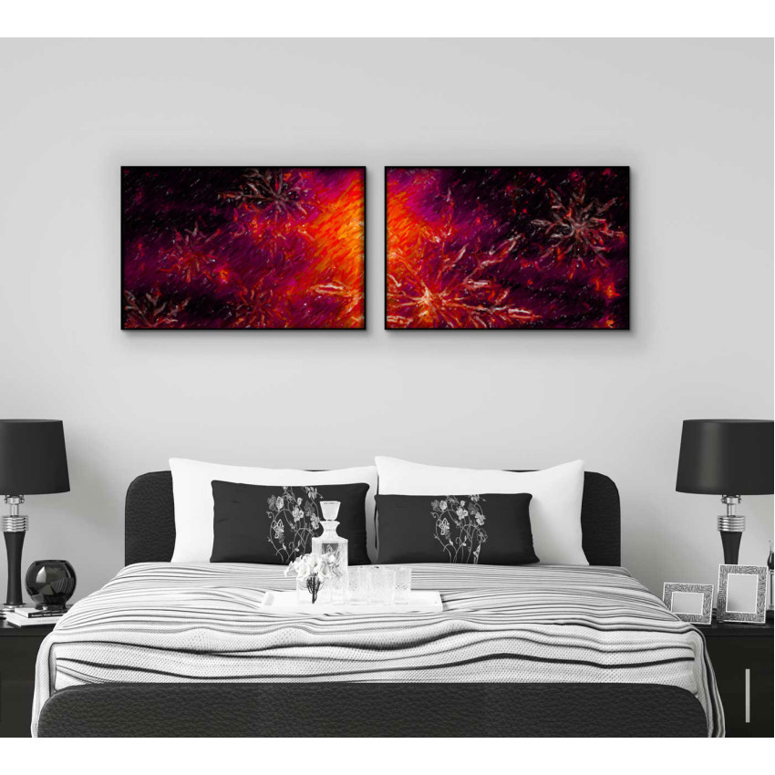 Abstrakt r&ouml;d konst - Poster i tv&aring; delar