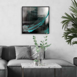 Teal abstract art square poster