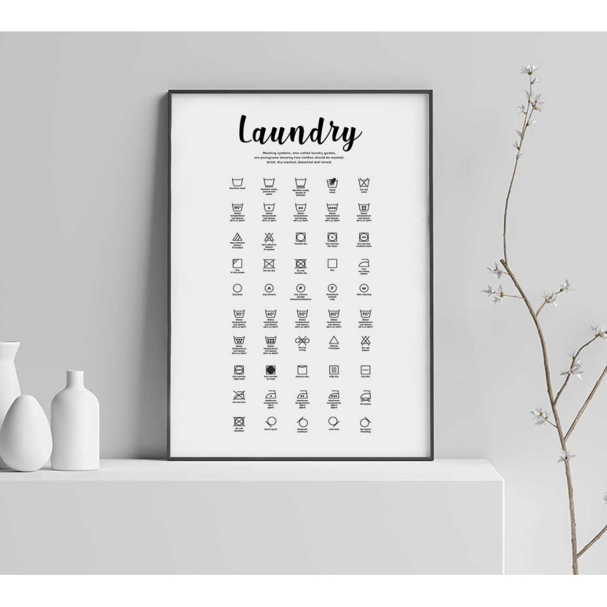 Laundry guide - Poster in black and white