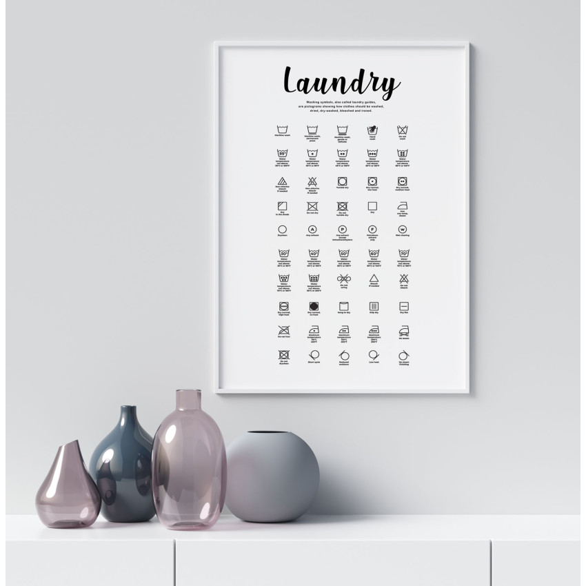 Laundry guide - Poster in black and white