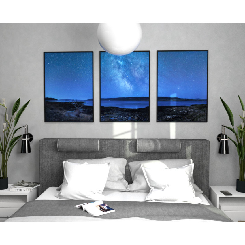 Bl&aring; natthimmel med Vintergatan - Poster i tre delar