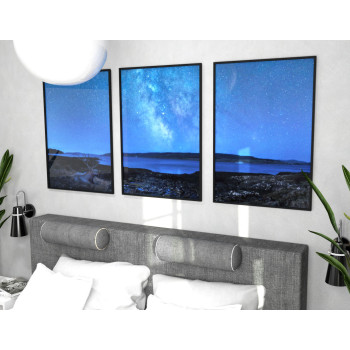 Bl&aring; natthimmel med Vintergatan - Poster i tre delar