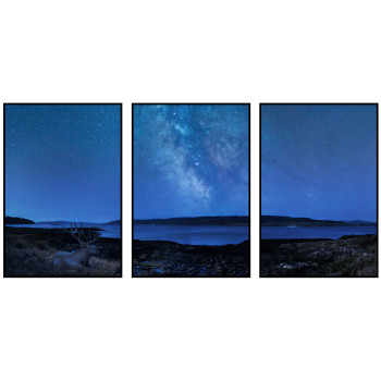 Bl&aring; natthimmel med Vintergatan - Poster i tre delar