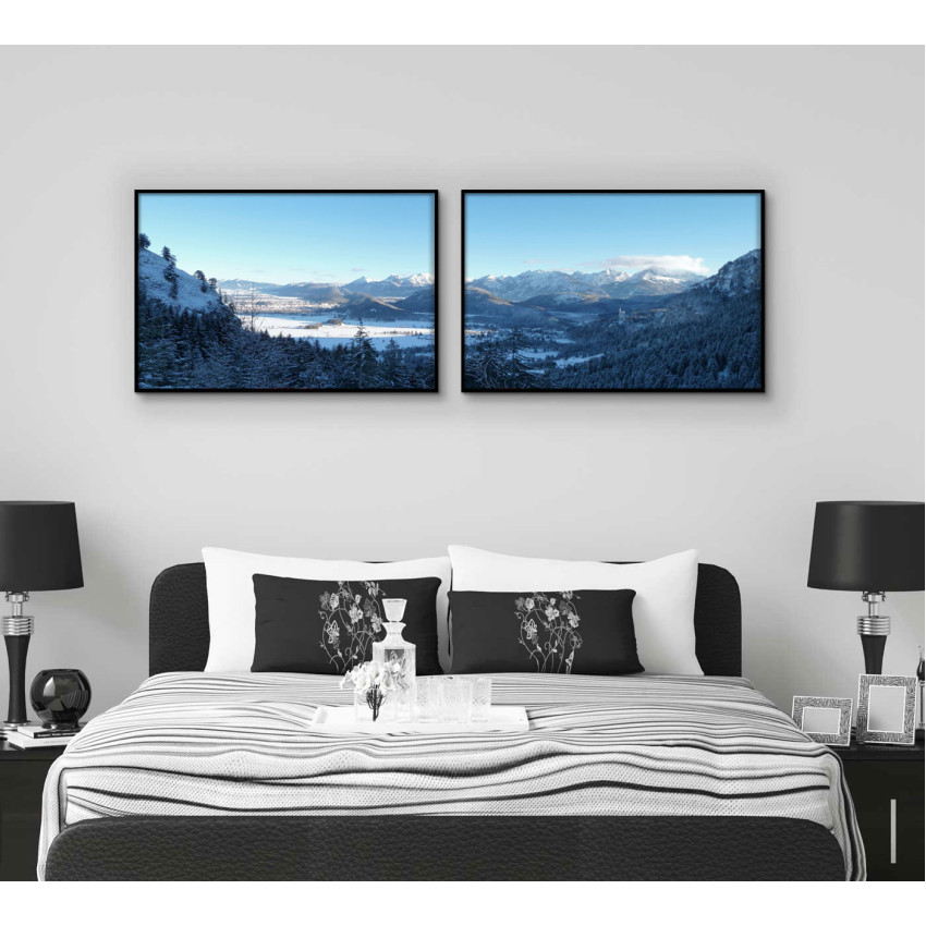 Vinterlandskap - Panorama tavla i två delar