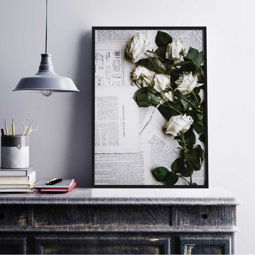 Roses and newspapers - Simple Poster