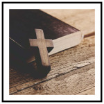 Holy bible & cross brown poster