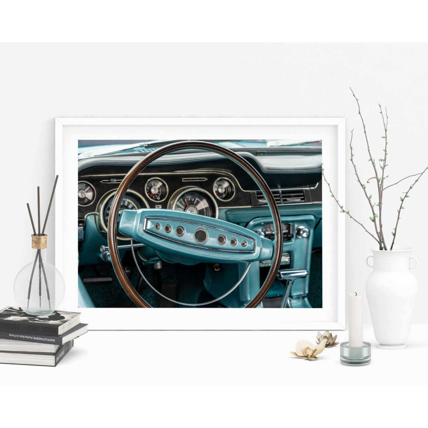 Vintage steering wheel poster