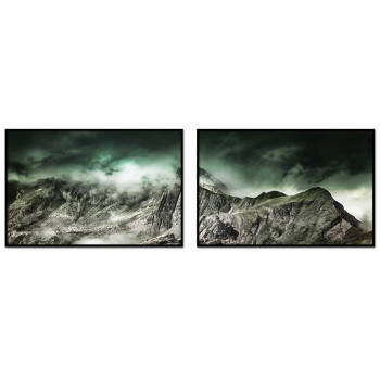 Beautiful Landscape with Mountains in the Fog - Two Piece Poster Set