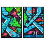 Abstract graffiti - Colorful poster in two pieces