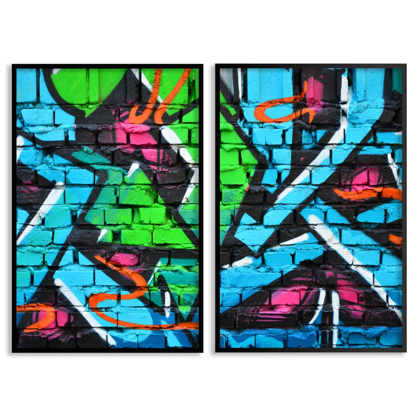 Abstract graffiti - Colorful poster in two pieces