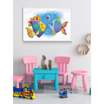 Färgglad barntavla - Kärleksfulla fiskar