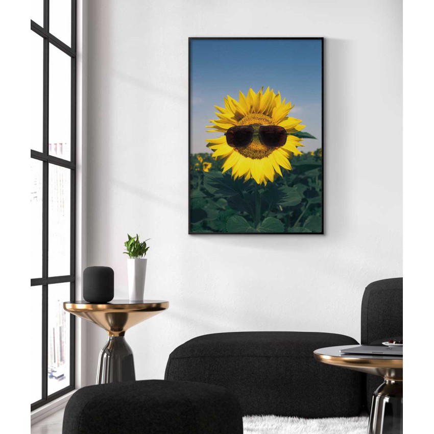 Solros med solglasögon - Trendig växtposter