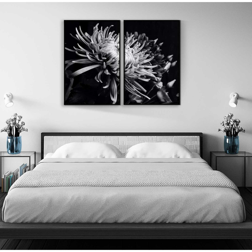 Abstract flower - Two piece black & white poster