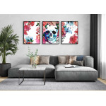 Skull and Flowers - Poster in Three Pieces