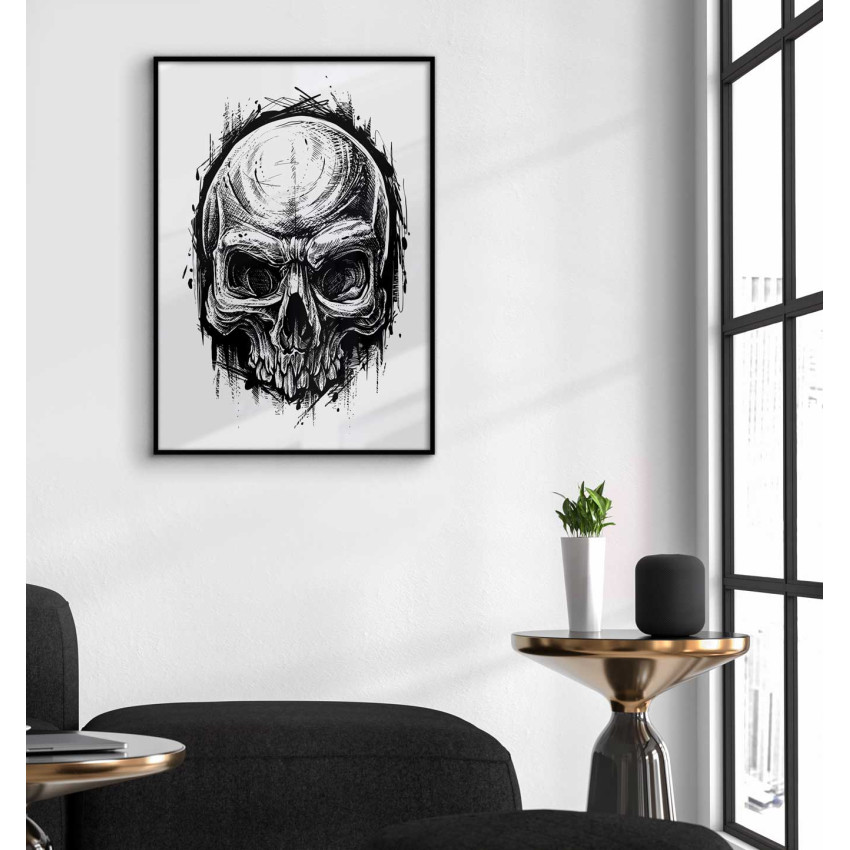 Simpel dödskalle svartvit poster
