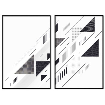 Abstract art - Two Piece Black and White Poster