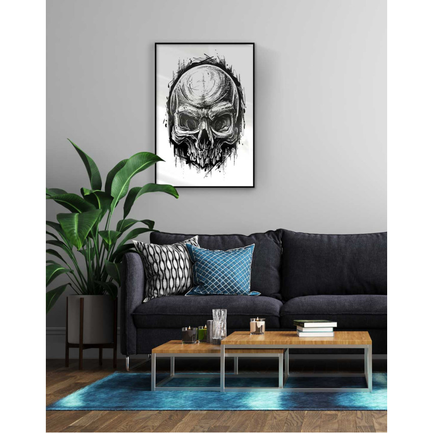 Simpel dödskalle svartvit poster
